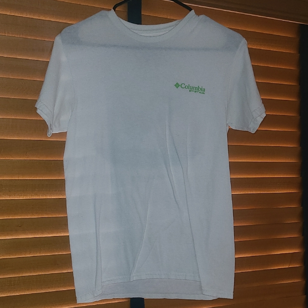 Columbia Men's White Tee with Green Logo